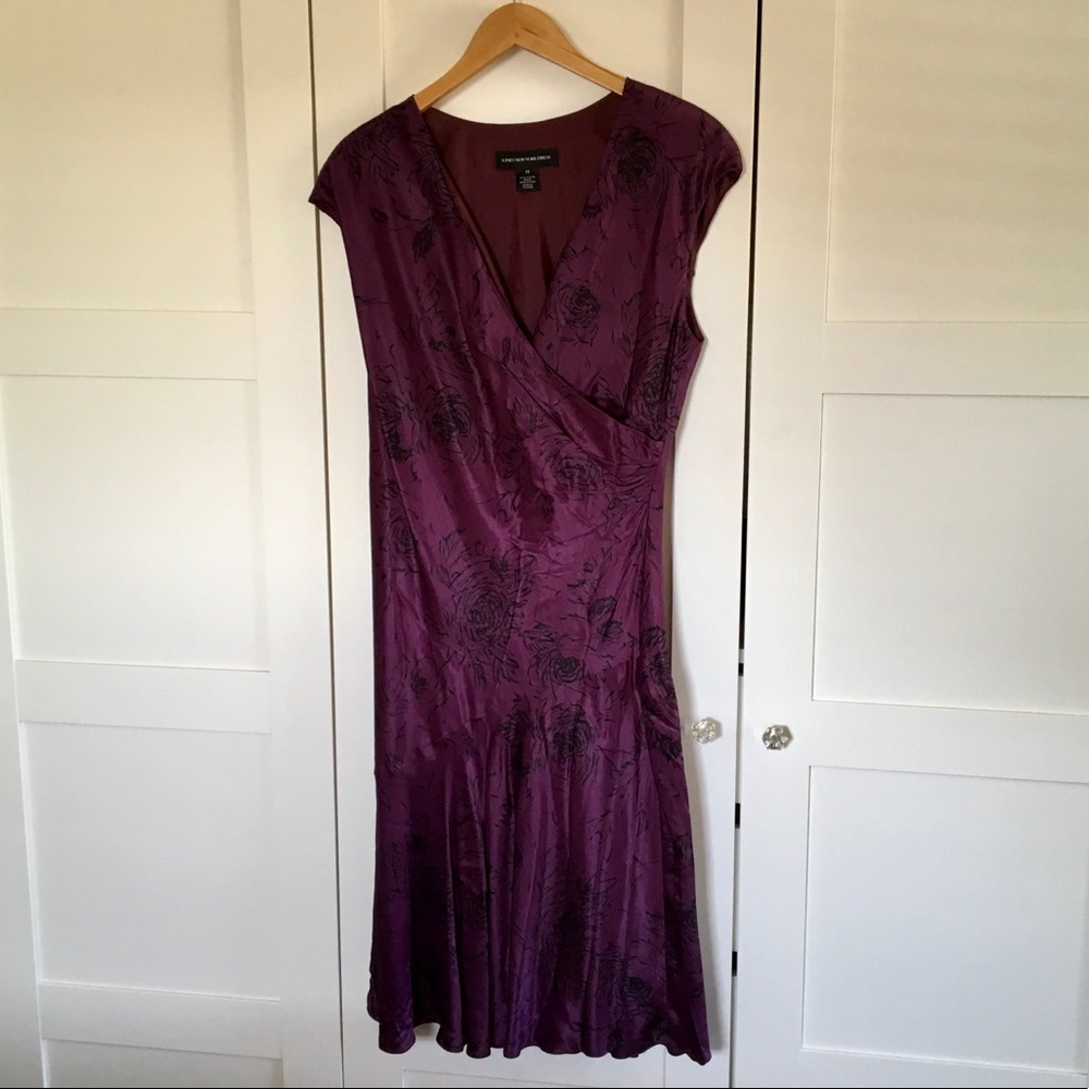 🌸 Purple & Black Floral Pattern Cocktail Dress